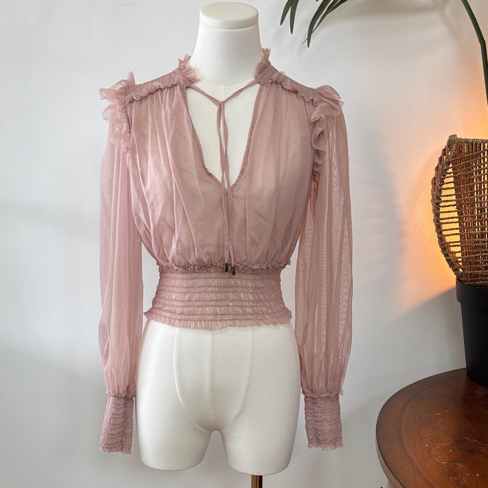 Free People Elegant Sheer Pink Blouse XS